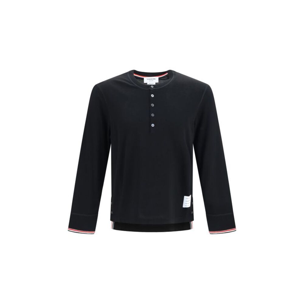 Thom Browne Men Buttoned Sweater With Rwb Cuffs